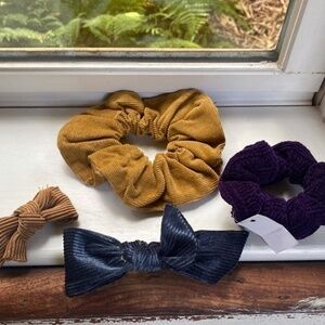 Anthropologie Corduroy Hair Bow Scrunchie Bundle